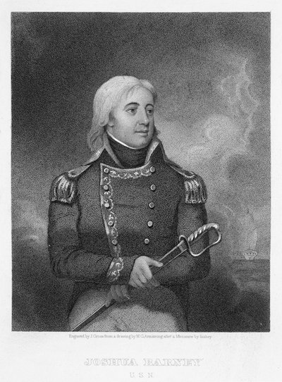 Joshua Barney, engraved by J. Gross after a copy of the original miniature by William G. Armstrong by Jean Baptiste Isabey